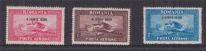 ROMANIA. 1940 8 JUNIE overprint on Horizontal watermark, Air set of 3, lhm..