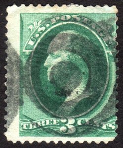 1873, US 3c, Washington, Used, Sc 158