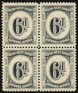 SOUTHWEST AFRICA Sc J90 VF/MNH & MLH* Block -1931 6p Postage Due-Bright & Fresh