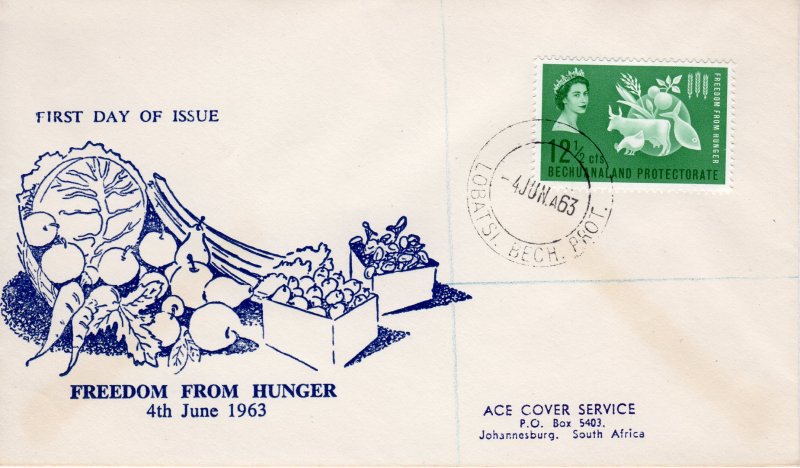 Bechuanaland 1963 Sc#194 Freedom from Hunger (FAO) UN (1) FDC