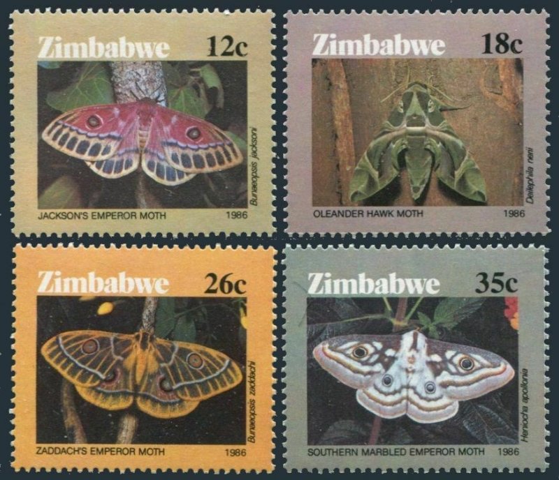 Zimbabwe 529-532,MNH.Michel 344-347. Moths 1986.