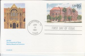 1991 United States Old Red  Univ of Texas Post Card (Scott UX155) Fleetwood  FDC