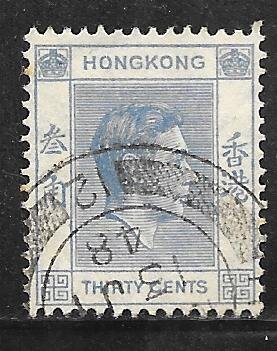 Hong Kong 161B: 30c King George VI, single, MHR, F-VF