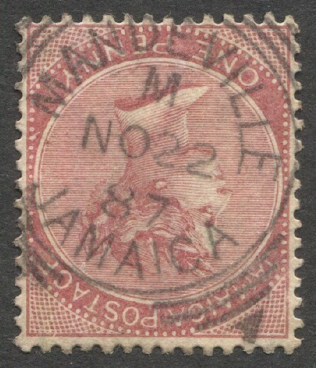 JAMAICA 1885 Scott 18a  1d rose, F-VF,  MANDEVILLE Square Circle Cancel