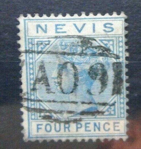 Nevis 1882 - 1890 4d Blue Used