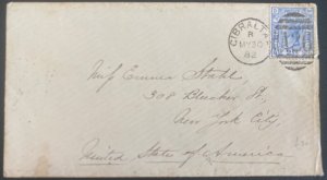 1882 Gibraltar Cover To New York USA Original Letter Enclosed