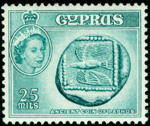 CYPRUS SG179, 25m deep turquoise-blue, VLH MINT.