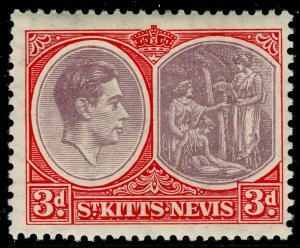 ST KITTS-NEVIS SG73, 3d dull reddish prple&scarlet, VLH MINT. Cat £27. PERF13x12