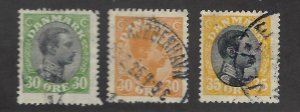 Denmark SC#111, 114-115 Used F-VF SCV$12.25...nice bargain!!