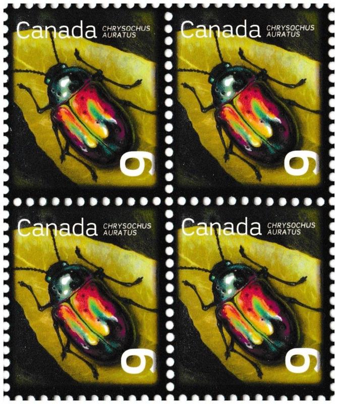 Canada 2410 Beneficial Insects Dogbane Beetle 9c block (4 stamps) MNH 2010