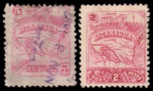 Nicaragua Scott 98C, 98H (1897) Used/Mint H G-F, CV $25.40 C