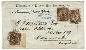 Salvador 1904 San Salvador cancel on cover to England