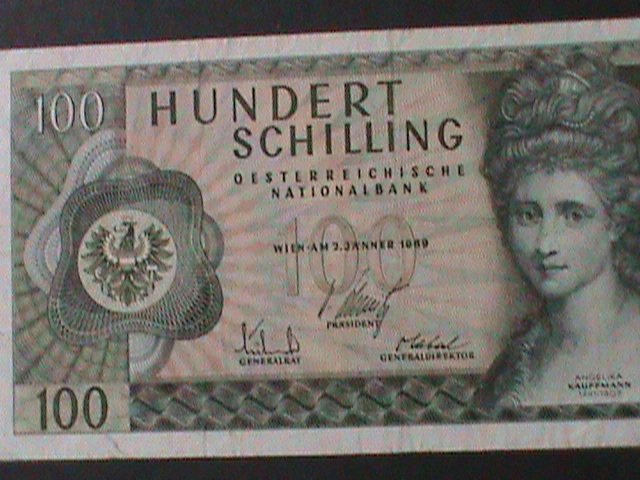 AUSTRIA-1969 AUSTIRAN NATIONAL BANK-$100 SCHILLING-LT-CIRCULATED NOTE VF