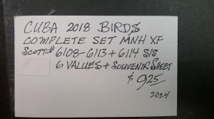 Cuba 2018 Birds Scott# 6108 -6114 complete set XF MNH