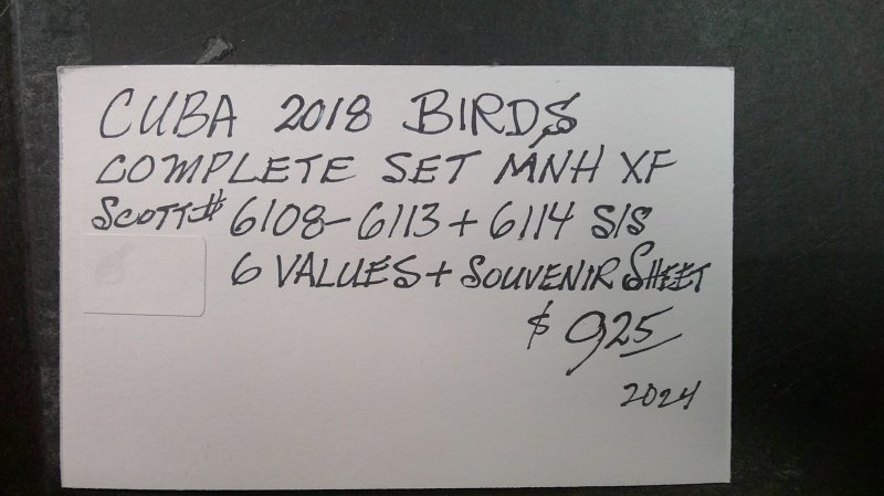 Cuba 2018 Birds Scott# 6108 -6114 complete set XF MNH