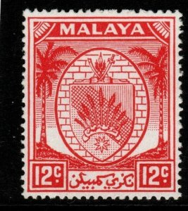 MALAYA NEGRI SEMBILAN SG51 1952 12c SCARLET MTD MINT