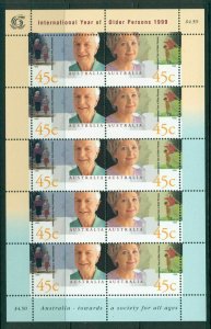 Australia 1999 International Year of Older Persons Sheetlet MUH Lot27021