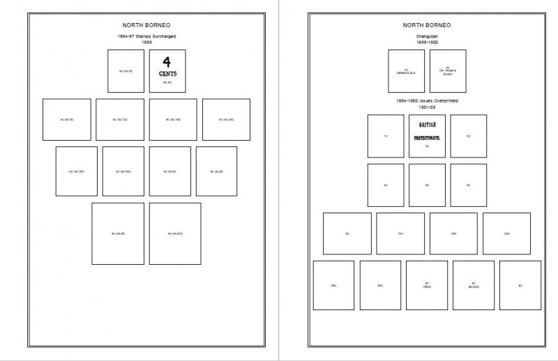 PRINTED BRITISH NORTH BORNEO 1883-1963 STAMP ALBUM PAGES (32 pages)