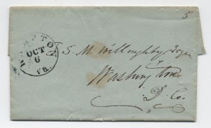 1846 Hampton VA stampless folded letter to Washington DC [6526.83]