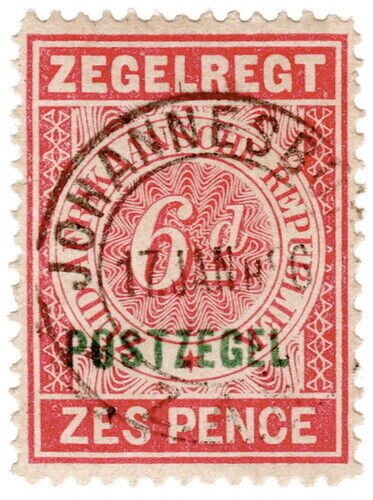 (I.B) Transvaal Revenue : Duty Stamp 6d (1886) overprint