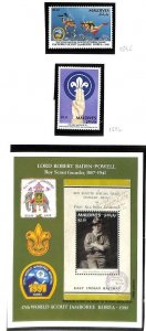 MALDIVES BOY SCOUTS SCOTT #1595-8 STAMP SET SOUVENIR SHEET & FDC 1991