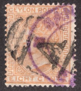 1875 Ceylon Sc #66a  8¢ Queen Victoria - Used postage stamp Cv$8