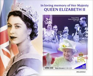 SIERRA LEONE - 2022 - Queen Elizabeth II - Perf Souv Sheet - Mint Never Hinged