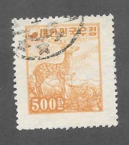 Korea Scott #198 Used 500h Sika Deer Stamp 2019 CV $10.00