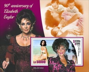 Sierra Leone - 2022 Actress Elizabeth Taylor - Stamp Souvenir Sheet -