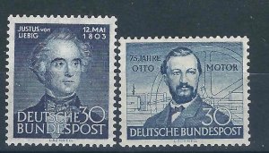 Germany 688, 695 MNH F/VF 1952-53 SCV $50.00