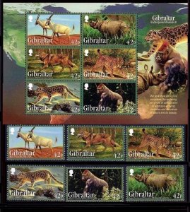 Gibraltar 2012 Endangered Animals (6v + 1 ms, Cpt) XF MNH CV$18
