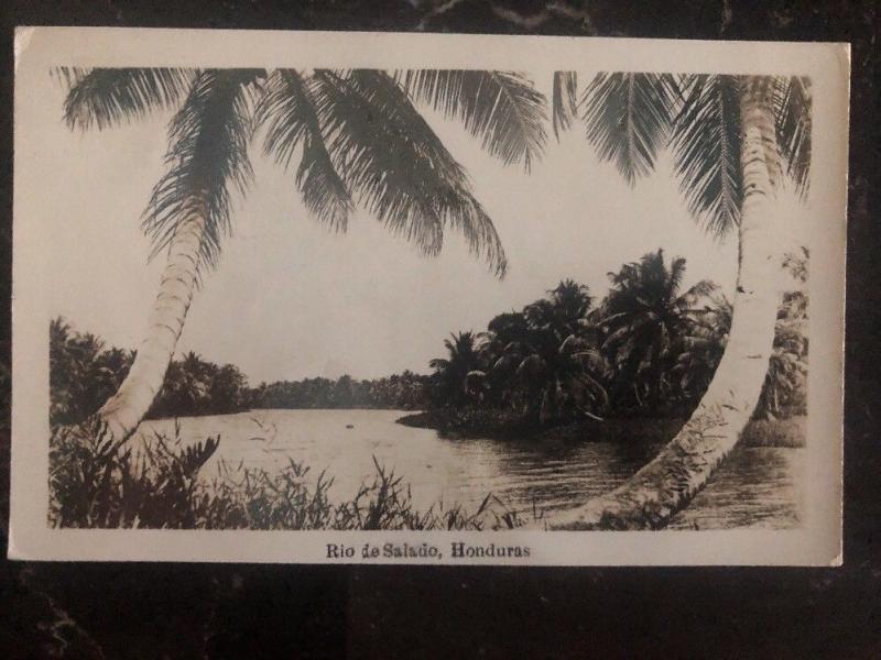 1939 La Ceiba Honduras RPPC Postcard Cover To London England Salado River