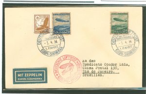 Germany C50/C57-8 Cover carried on the April 1, 1936 Graf Zeppelin (LZ129) South Atlantic Flight from Frankfurt (main) to Brazil