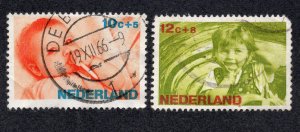 Netherlands 1966 10c+5c & 12c+8c Semipostals, ScottB414-B415 used