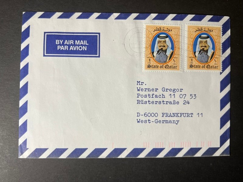 Unknown Year State of Qatar Airmail Cover Doha to Frankfurt Germany
