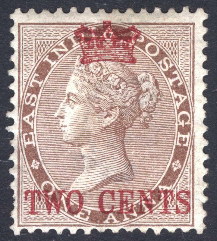 Malaya Straits Settlements 1867 2c on 1a Brown SG 2 Sc 2 LMM/MLH Cat£170($215)