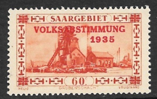 SAAR 1934 60c PLEBISCITE OVERPRINTED Pictorial Issue Sc 146 MNH