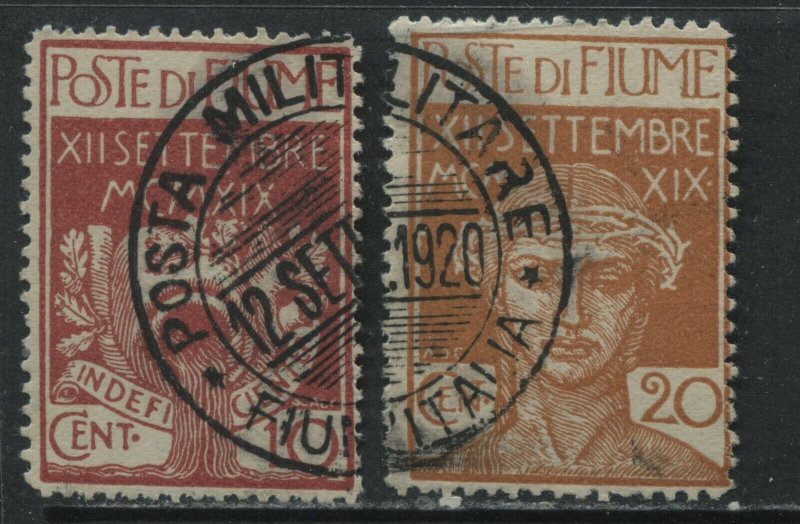 Fiume 1920 10 and 20 centesimi used