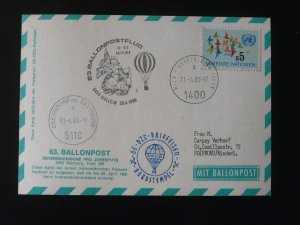 ballonpost Raiffeisen balloon flight Pro Juventute #63 postcard 1980 (UNO)