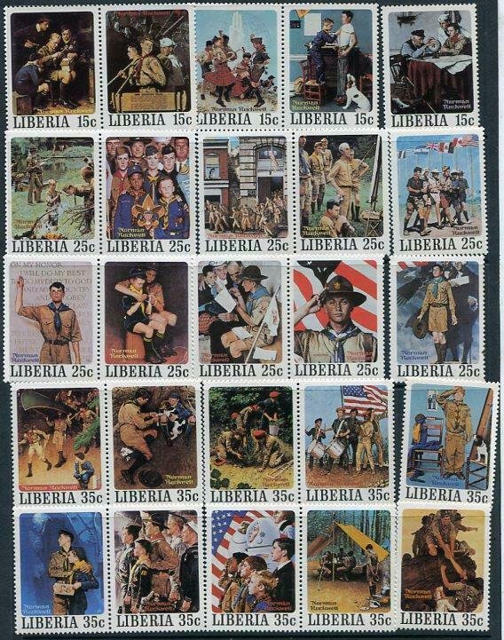 Liberia 1979 Norman Rockwell Boy Scout   Imperf full set in Pairs RARE 6133a