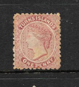 TURKS IS 1867   1d ROSE QV   MNG  SG 1