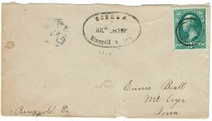 1882 Goshen, IA (DPO) county postmark on cover, Helbock rarity 6