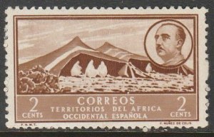 SPANISH WEST AFRICA, 2 2¢ SINGLE, UNUSED, H OG. VF. (770)