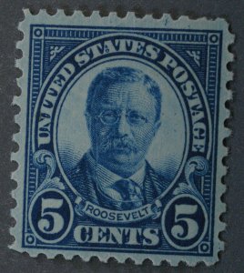 United States #637 5 Cent Roosevelt OG LH