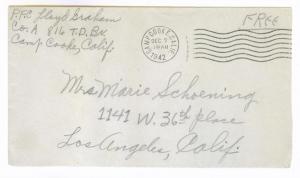 Camp Cooke to Los Angeles, California 1942 Soldier's Free Frank Cover