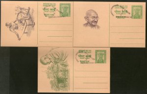 India 1969 Mahatma Gandhi Birth Cent SEWAGRAM Cancelled Set of 3 Post Cards Min