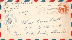 United States Marine Corps 6c Monoplane Air Envelope 1944 U.S. Navy, 1st Mari...