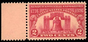 US Sc 627 MNH Plate# SGL - 1926 2c - Liberty Bell - See Description