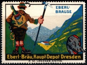 Vintage Germany Poster Stamp Eberl-Bräu Brewery Main Depot Dresden