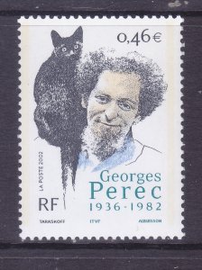 France 2914 MNH 2002 Georges Perec with Cat - Writer Issue Very FIne